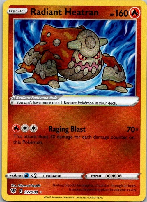 Radiant Heatran Radiant Rare SWSH10: Astral Radiance 027/189 NM