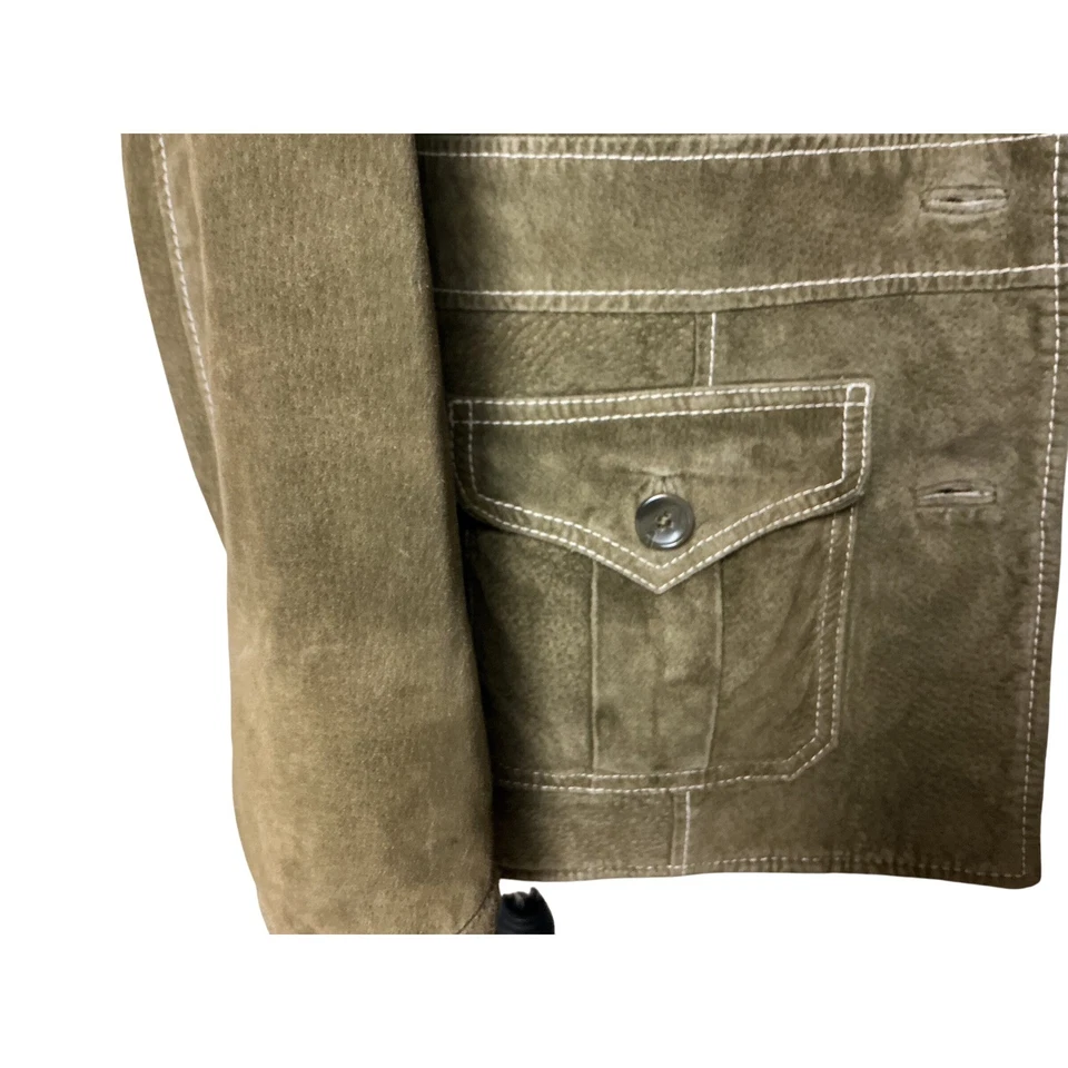 Chaqueta de gamuza de piel de oveja JLO by Jennifer Lopez para mujer talla 6 abrigo de piel sintética oliva Foto 4 de 4