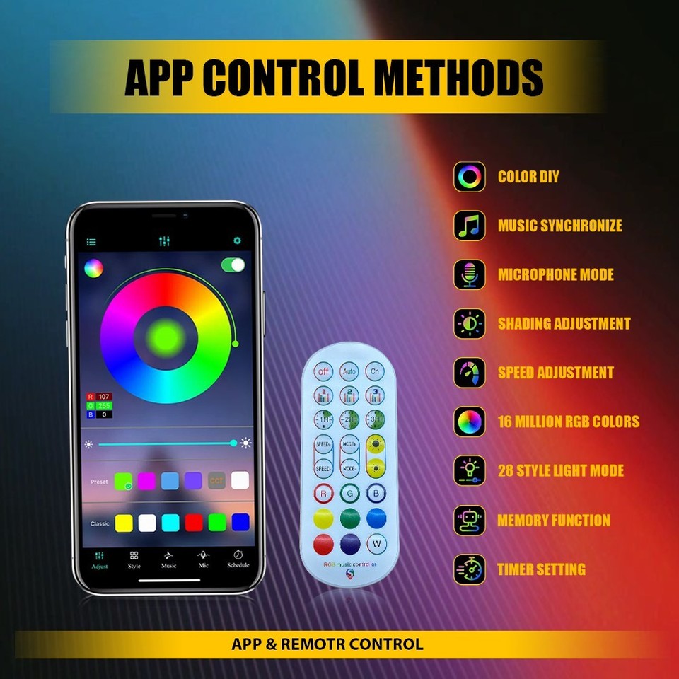 Aazon.co: Acrylic Interior Car LED Strip Lights, Colorful 22-in-1 Car - Foto 6