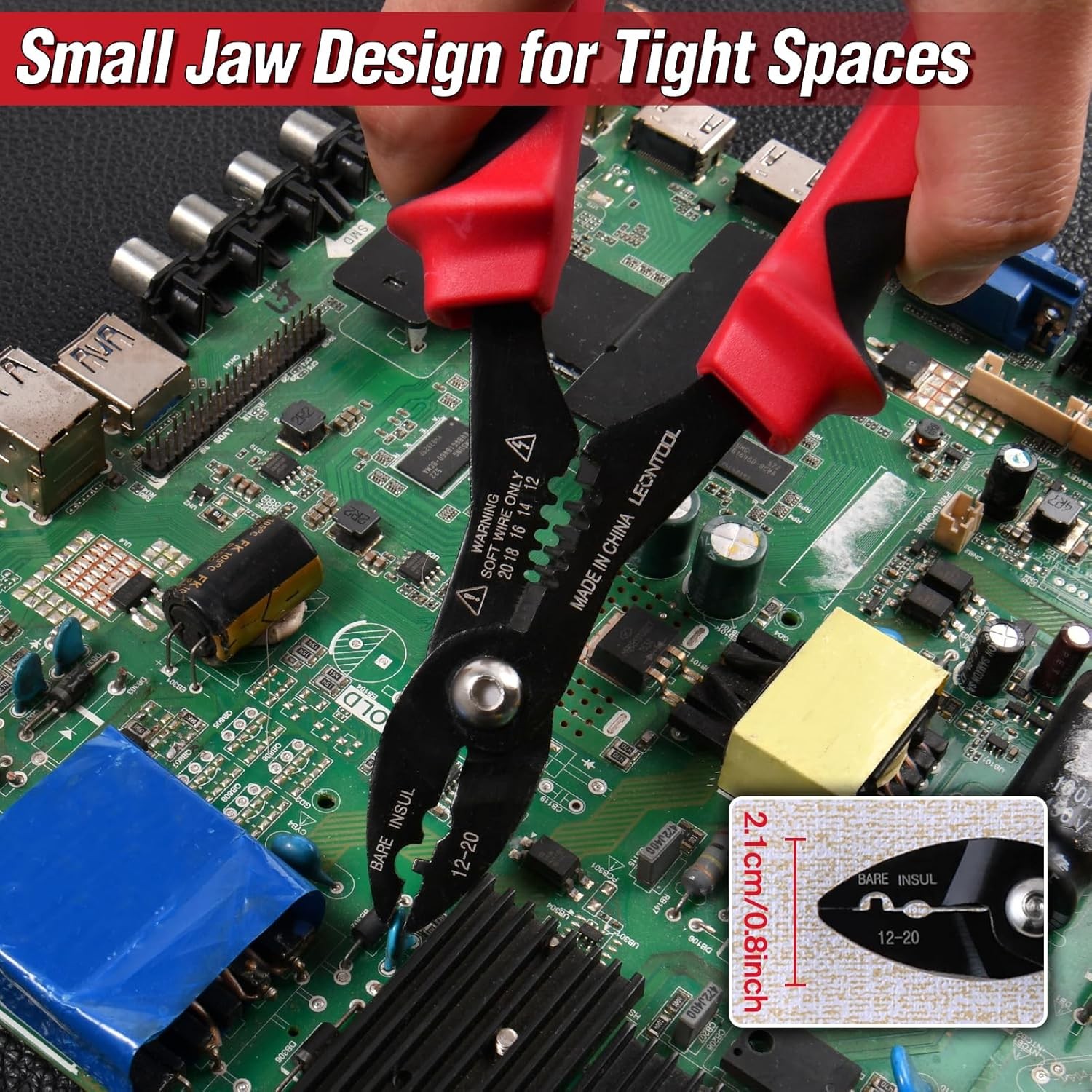 4-in-1 Multi Purpose Electricians Pliers with Wire Cutter, Red & Black 