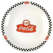 Coca Cola Town Square Salad Dessert Plate Black Checks 7.5-in Coke Red Logo Gift