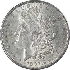 1891 Morgan Silver Dollar AU About Uncirculated $1 Coin Collectible