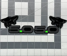 Angry COYOTE Head GREEN DOT 5.0 Emblem Badges M-Bk/Blk Fender Aggressive Racing