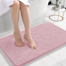Bathroom Rugs 24x16, Extra Soft Absorbent Chenille Bath 24" x 16" Dusty Rose