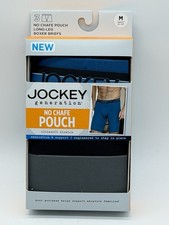 NEW 3 PACK MENS JOCKEY NO CHAFE POUCH LONG LEG BOXER BRIEFS SIZE MEDIUM 32"-34"