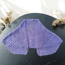 Lilac Knitted Lace Wrap Shawl Shrug   Lightweight Bolero Style