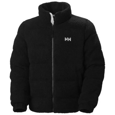 Helly Hansen Yu Teddy Pile Jacket Mens Small Black Full Zip Quilted Pockets New