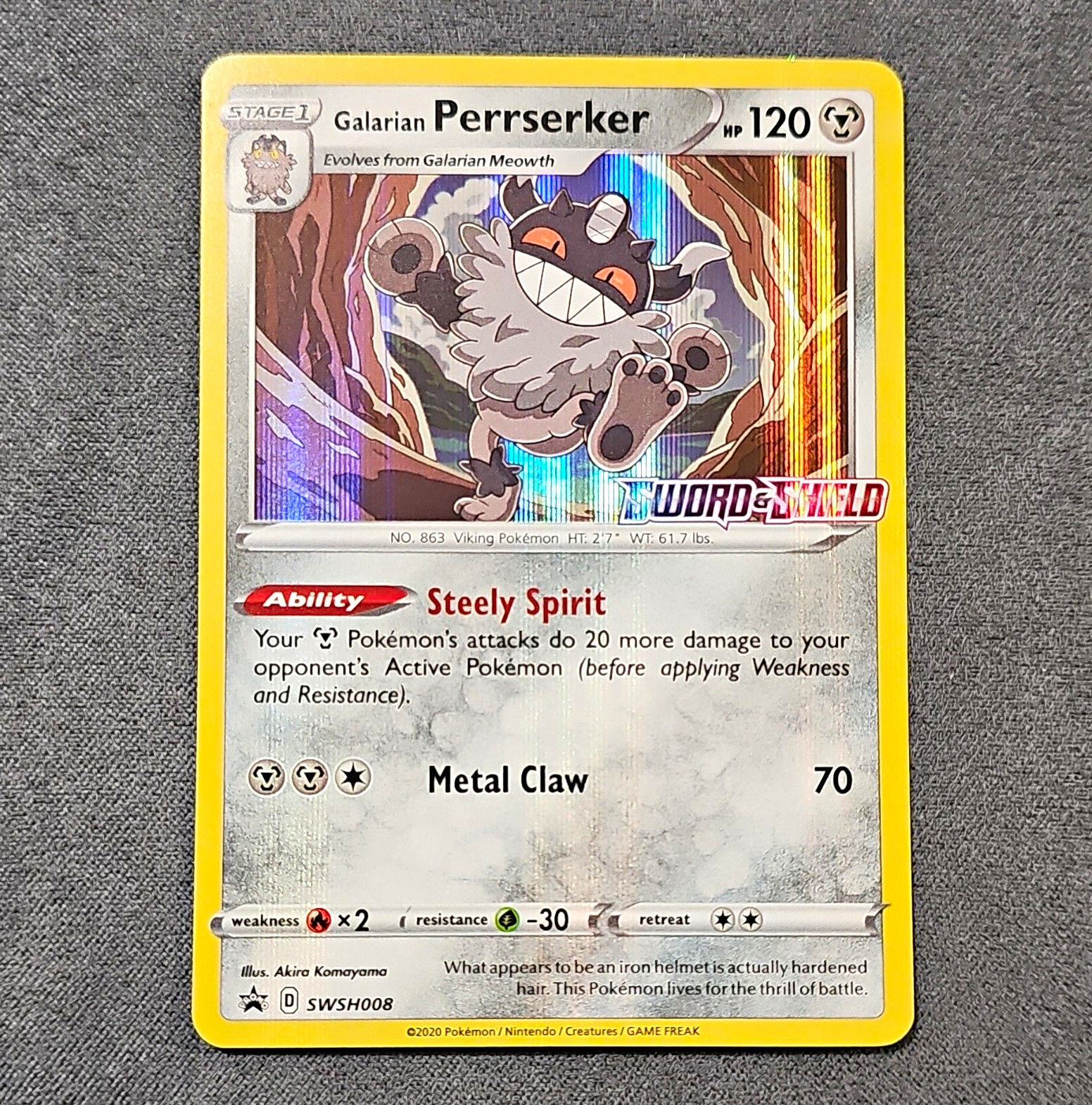 Galarian Perrserker - (Prerelease) SWSH008 SWSH: Sword & Shield Promo Cards Holo