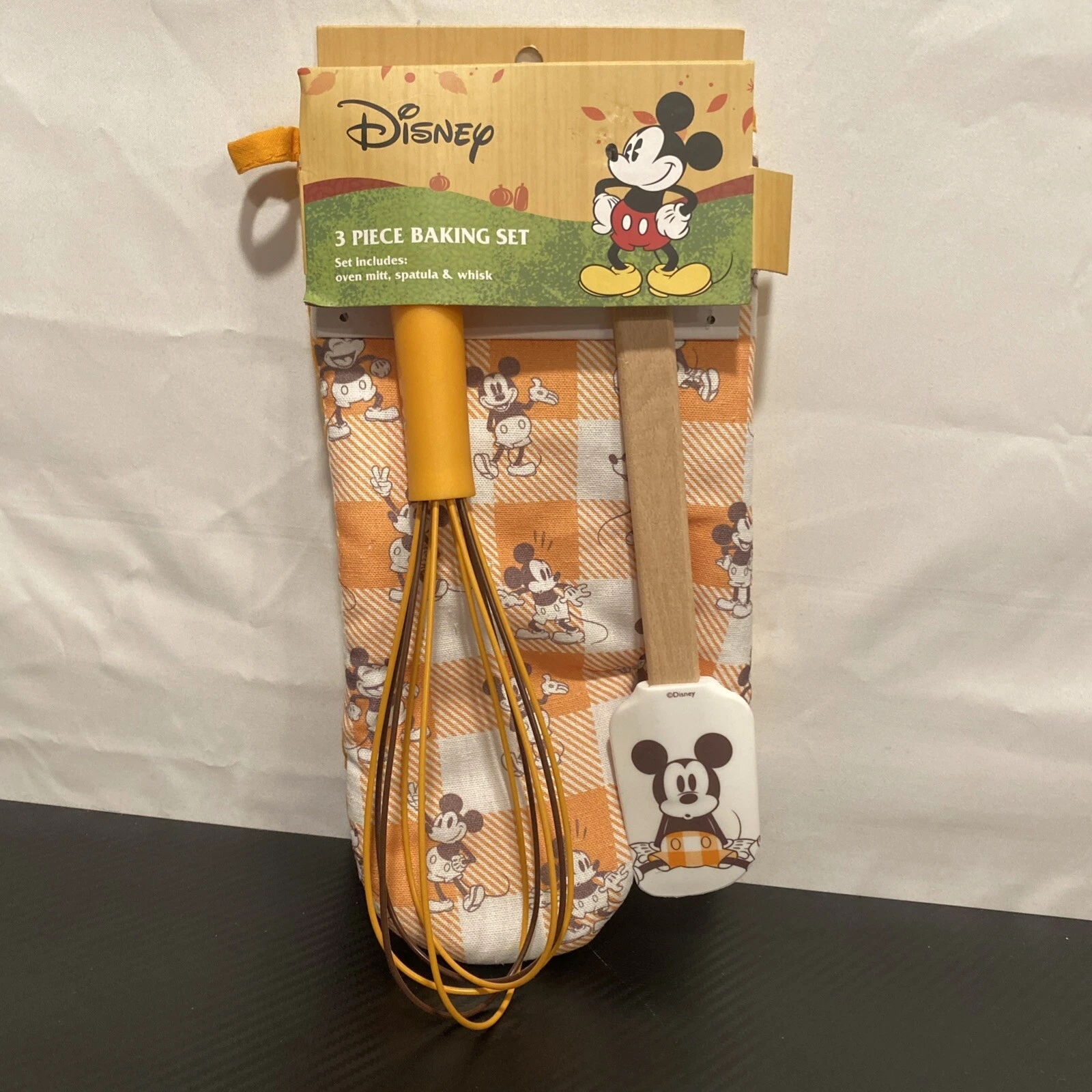Disney Mickey Mouse FALL Kitchen Set Oven Mitt, Spatula & Whisk 3 Piece Set