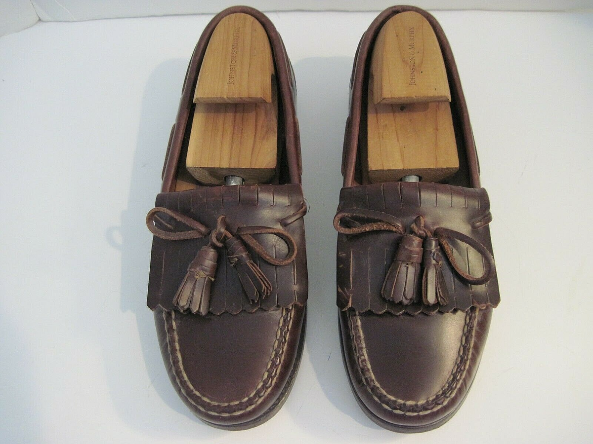 Johnston & Murphy Loafers Brown Leather Tassel Kiltie Shoes Size 12M Johnston & Murphy Brown Leather Woven Kiltie Tassel Loafers main image 3