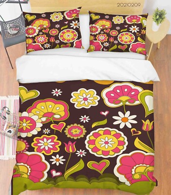 3D Abstract Floral Leaves Colorful Quilt Cover Set Bedding Sets Pillowcases 64