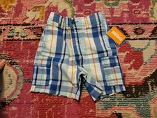NEW NWT Boys 12-18 mo blue plaid cargo shorts Gymboree Crater Lake summer