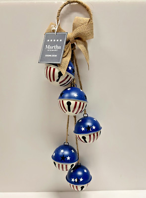 Martha Stewart  Patriotic Trim Bells '4th of July' Door Knob Hanger 21'' NWT