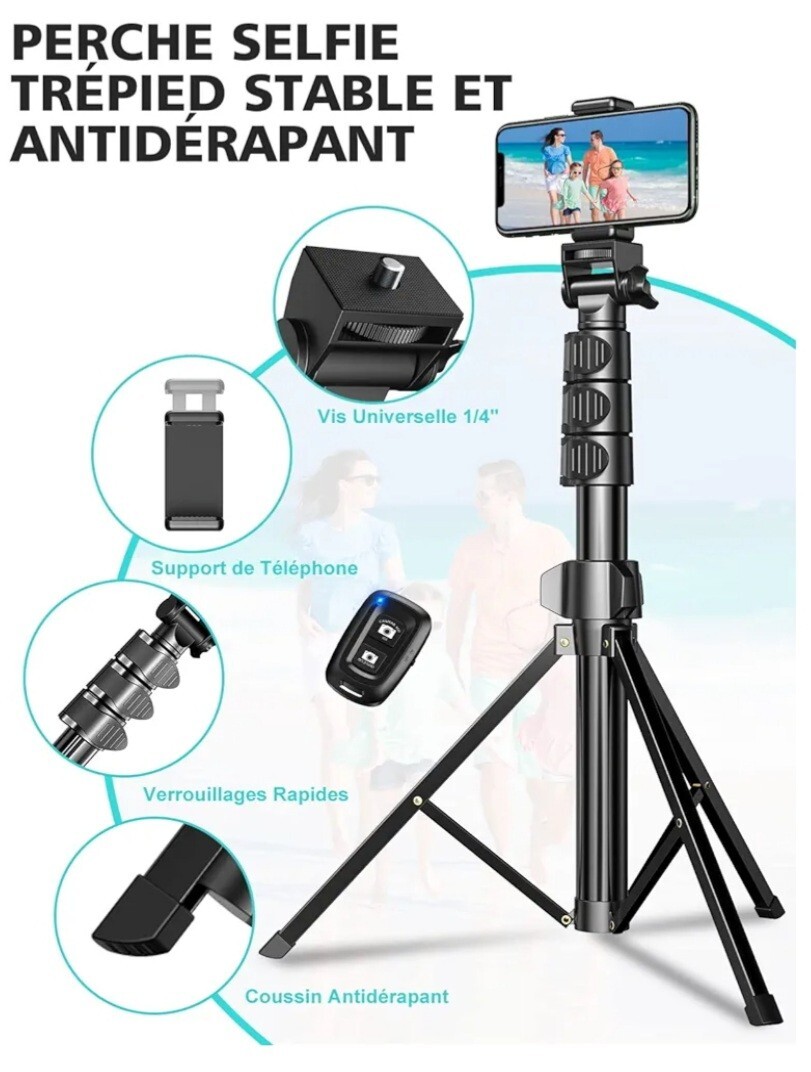 Perche a selfie trepied smartphone 142cm extensible pour iphone android - 3
