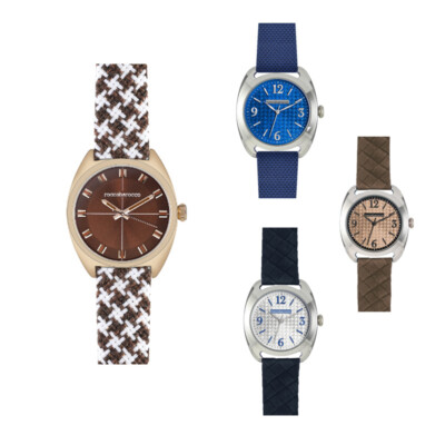 ROCCOBAROCCO Leather Fabric Fabric Rose Black Brown Blue Men's Watch