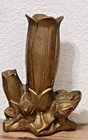VASE w/FLORAL DECOR   BRONZE — photo 3