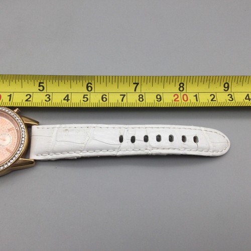 Akribos XXIV Watch Women 36mm Rose Gold Tone Day Date Bling Leather New Battery - Picture 15 of 16