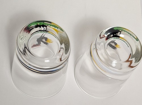 2 Vintage Federal Glass Crowing Black Rooster Shot Glasses Mid Century Barware - Picture 5 of 5