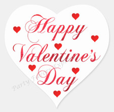 HAPPY VALENTINES DAY ENVELOPE SEALS LABELS STICKERS PARTY FAVOR - Heart Shaped
