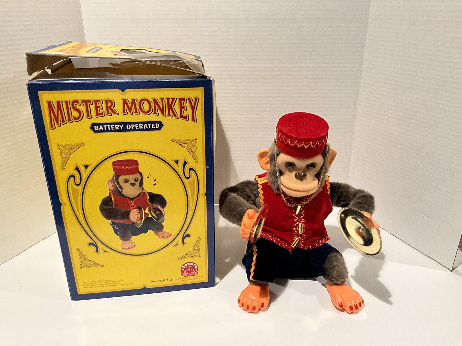 1999 Vintage Mister Monkey Cymbal Clapping Musical Toy Charm Co Works