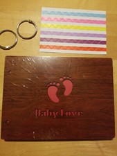 New Baby Love Wooden Photo Album Scrap Book Refillable Black Pages Free Ship
