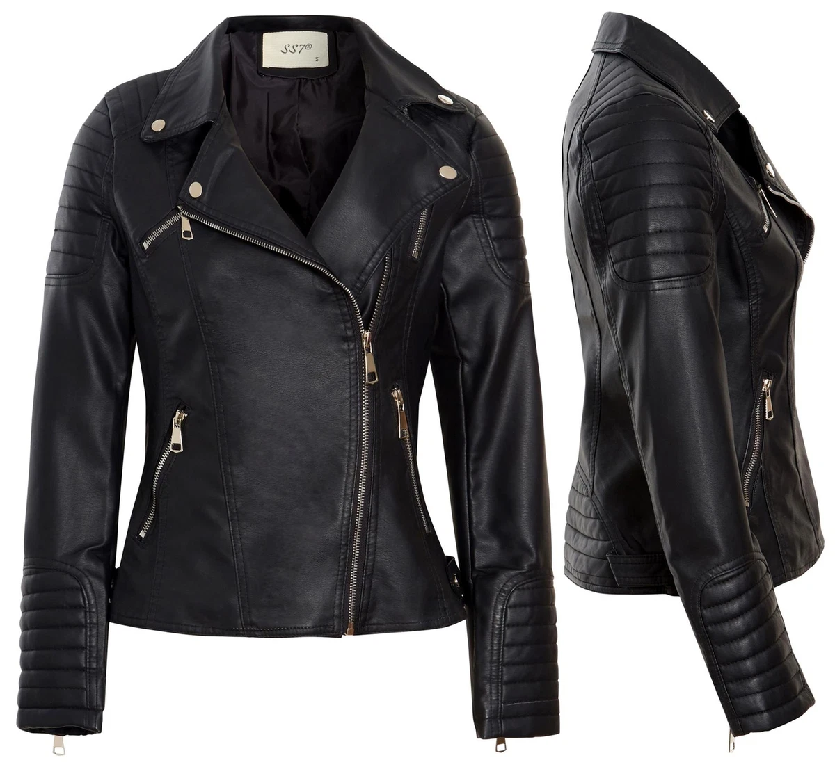 Ladies pu best sale jacket