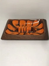 Vintage 1970s Homemade Fireplace Ashtray Glazed Fire, Wood Look Edges