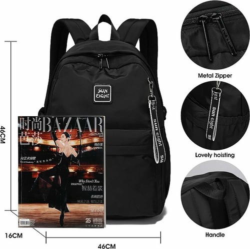 School Bags for girls and boy Casual Daypack Women Backpack Large Black Caran·Y - Picture 3 of 9