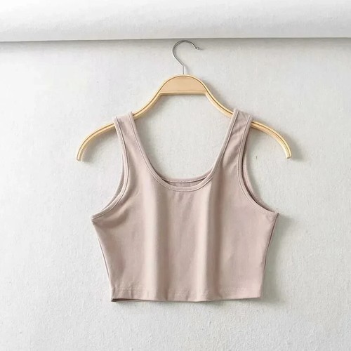 Canotta Asiris tinta unita cropped, beige, piccola - Foto 2 di 7