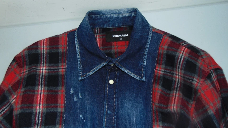 DSQUARED2 1°LINEA CAMICIA TG S-46 COTONE FLANELLATO 620,00 CARTELLINO DS-G - Immagine 2 di 4