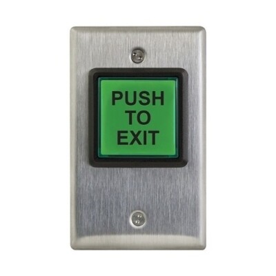 Camden CM-30EE 2'' Square LED Illuminated Push Button, ''Push to Exit'' Switch
