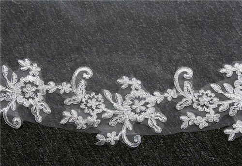 2T White Ivory Wedding Veil 3m Comb Lace Applique Mantilla Cathedral Bridal Veil - Picture 5 of 7