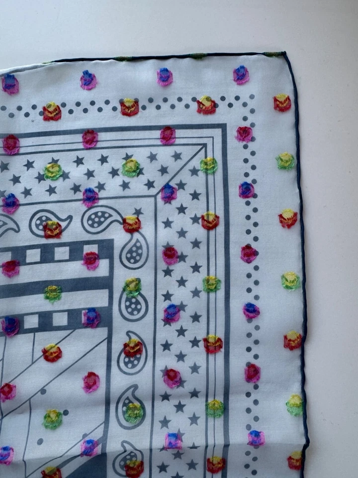 NUEVO Hermes Sangles Zig Zag a Pois Arco Iris Gasa Seda Bufanda Plumetis Jamin 60 cm Foto 3 de 4