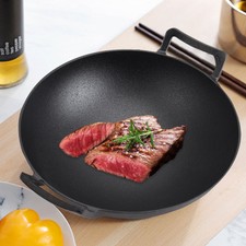 Large Non Stick Deep Frying Pan Chinese Wok With Handle Gas Electric Induction