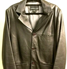 KENNETH COLE NEW YORK BLACK LEATHER JACKET Exc Men's Large Casual Professional 