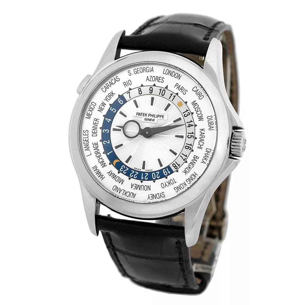 PATEK PHILIPPE 39mm 18K White Gold World Time 5130 G Box Warranty MINTY 5130G