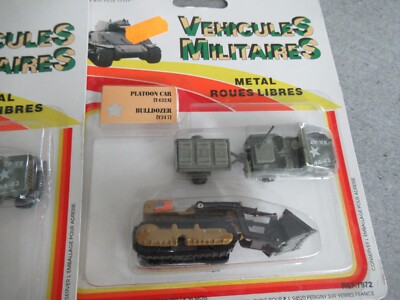 Lot De 6 Véhicules Militaires Parijouet – Métal, Blister D'époque, Neufs