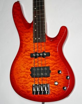 ACEPRO E-Bass 4-Saiter aktiv Quilted Maple-Top Ahornhals Linde Body G154