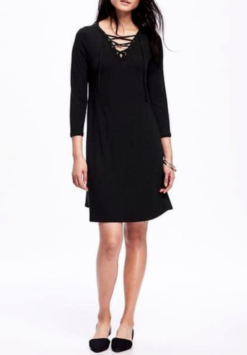 navy lace swing dress NWT Old Navy Lace-Front Swing Dress, Black SIZE ST S T #436911 v58