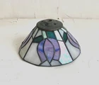 Vintage Stained Glass Table Lamp Shade Floral Flowers Tiffany Style Victorian