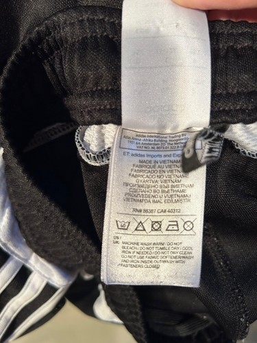 Adidas Girls Track Pants Black White Striped Zippered Pockets Pull On M - Picture 7 of 11