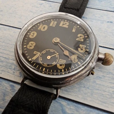 Montre homme vintage militaire en argent Borgel boîtier tranchée - Photo 1/4