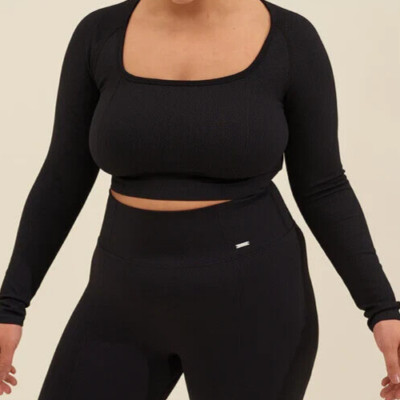 AIM'N - Damen Sport Top 20050033 - Black Luxe Seamless Crop Long Sleeve  - Gr: S