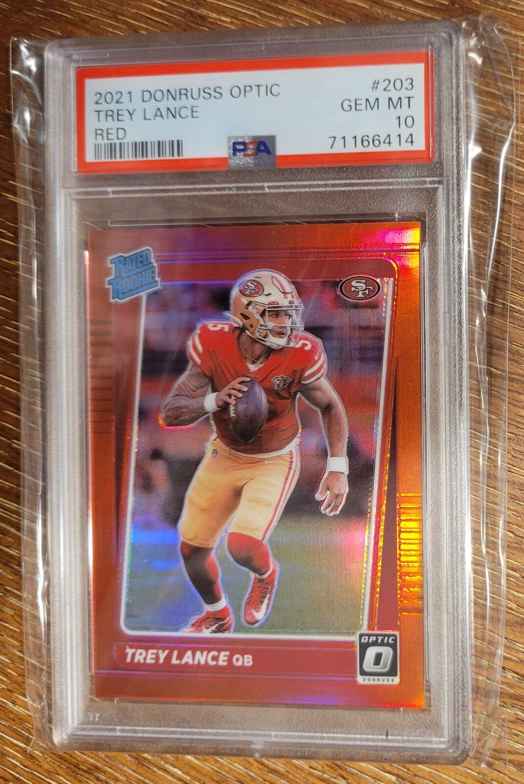 TREY LANCE 2021 DONRUSS OPTIC FOOTBALL RATED ROOKIE RED RC /99 PSA 10 Gem #203