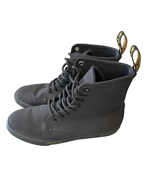 Dr Martens Sheridan Canvas Boots Size 4 Lace Up Black Casual 8 Eye