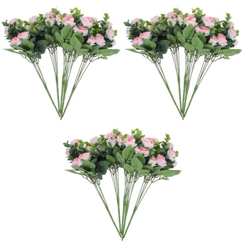 Set of 3 Artificial Rose Decor Floral Bouquet Picks Fake Flower Bride