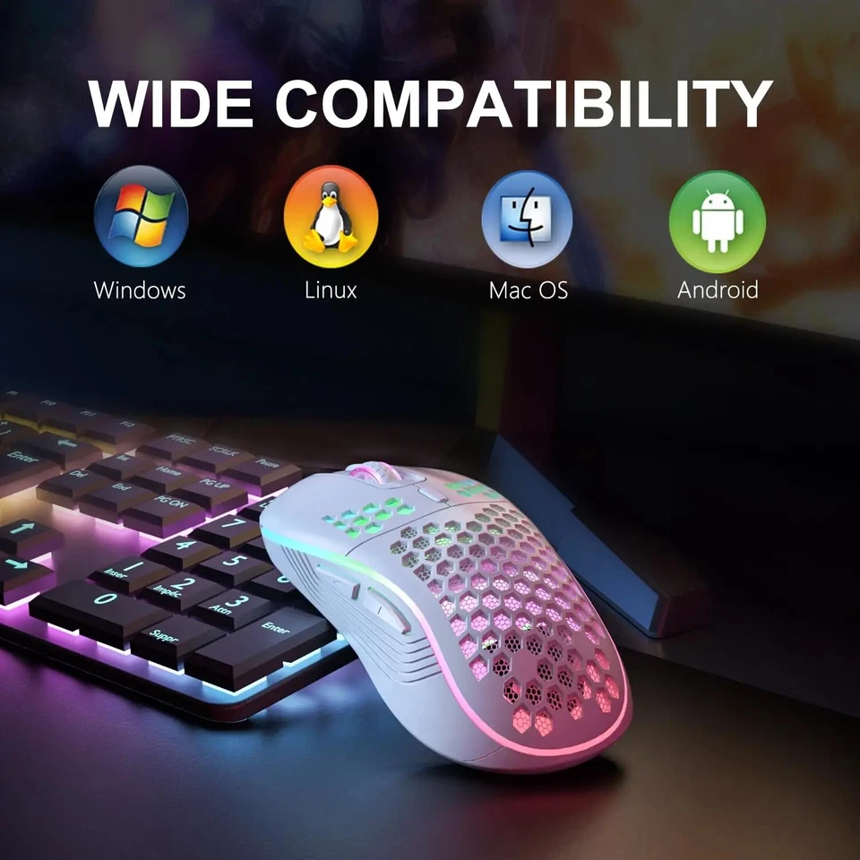 Kabellose Gaming Maus 24G RGB Beleuchtung Lade Maus Einstellbare DPI Computer - Bild 2 von 4
