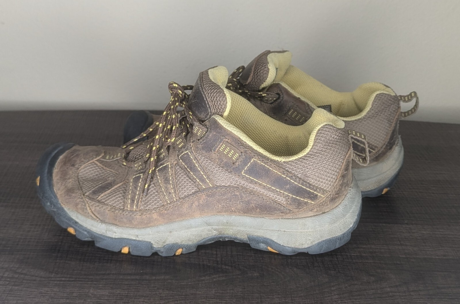 Scarpe Keen Marrone Giallo Impermeabili Pelle Escursionismo Trail Lacci Donna Taglia 38EU 7.5