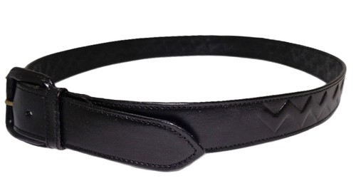 Custom USA Black Leather Belt Center Zigzag Embossed Wrapped Buckle Men's 42 - Picture 8 of 13