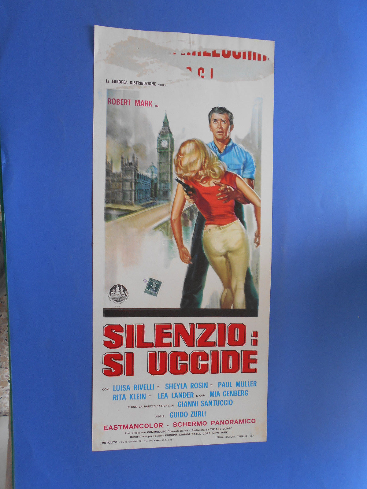 Locandina originale film Silenzio: si uccide (1967) - Regia di Guido Zurli